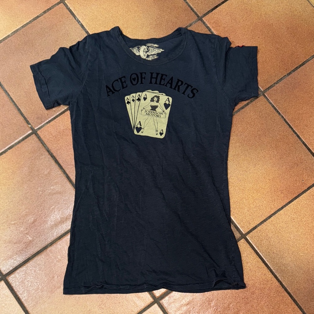 Woman’s Lucky Brand/Johnson Motors Tee - grey (xl)